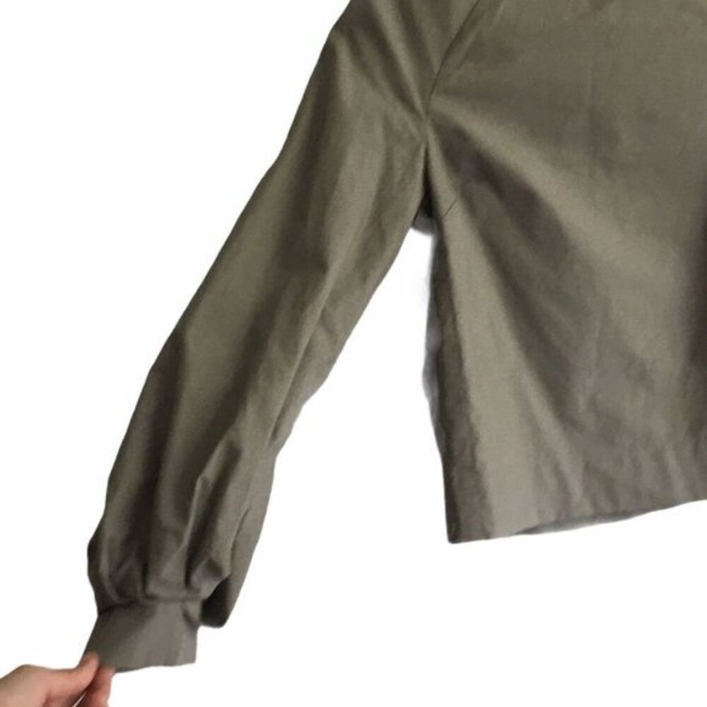 ARITZIA Cotton Cropped Blouse Balloon Sleeves Taupe S - Picture 5 of 6